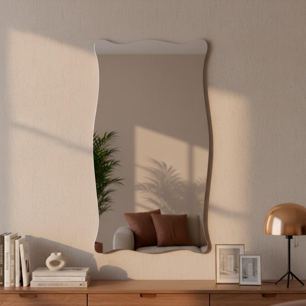 Espelho Orgânico Paris 44x64cm - Moldura em Couro Ecológico para Banheiro Sala estilo Pinterest em Oferta na Shopee