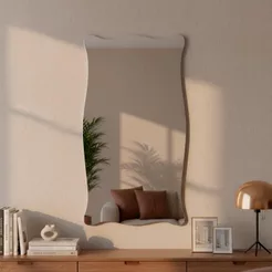 Espelho Orgânico Paris 44x64cm - Moldura em Couro Ecológico para Banheiro Sala estilo Pinterest