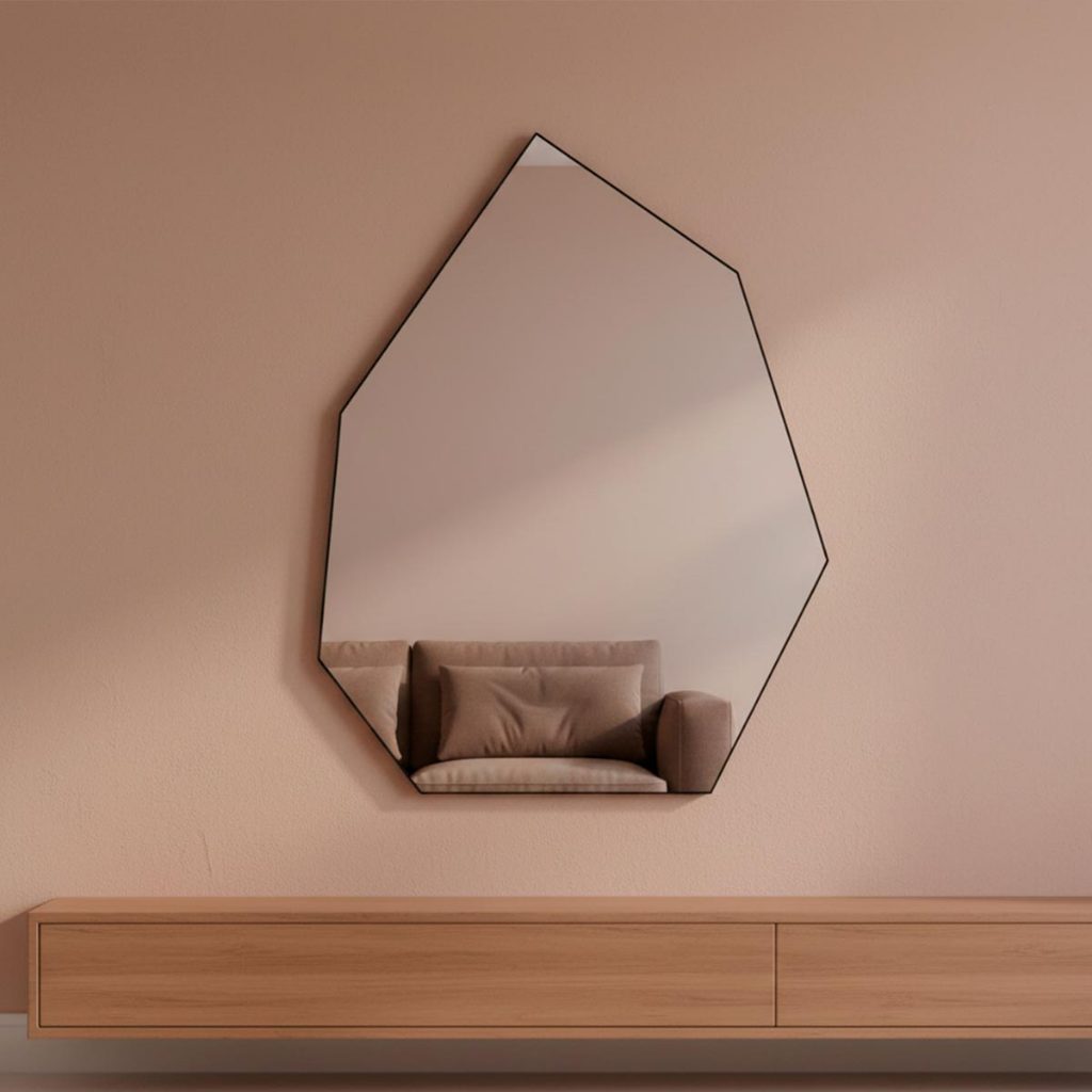 Espelho Grande do Pinterest Retrô Corpo Inteiro 110x60cm Moldura Couro 3cm - Mod. Prisma