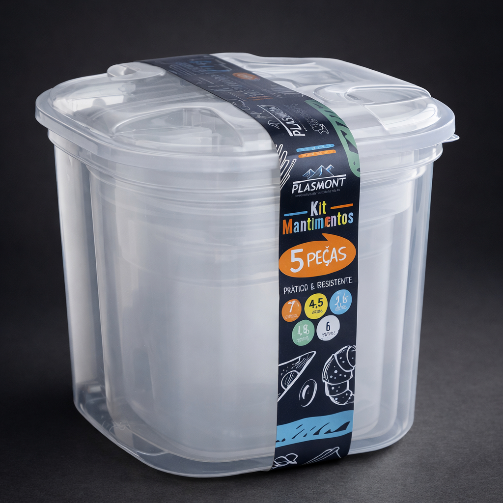 Kit 5 Peças Porta Mantimentos Transparente Cozinha Organizador Alimentos Plástico em Oferta na Shopee