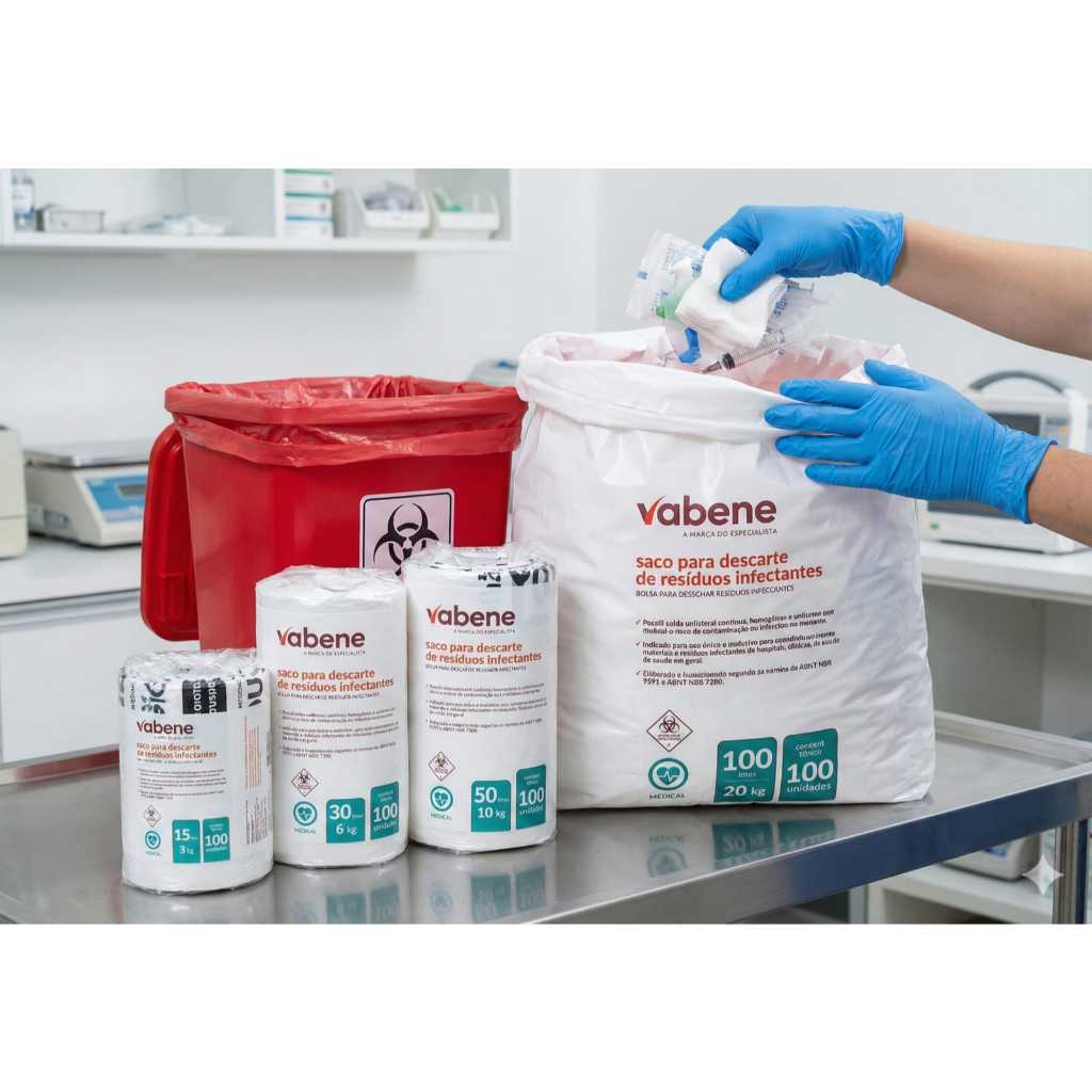 100Un Sacos De Lixo Para Resíduo Infectante Resistente Vabene em Oferta na Shopee