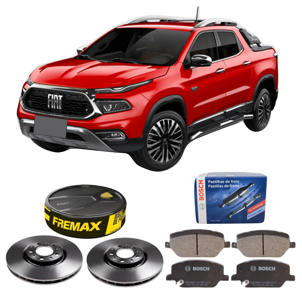 Kit Disco De Freio Fremax + Pastilha Bosch Dianteira Fiat Toro 1.3 1.8 2.0 2.4 2017 A 2026
