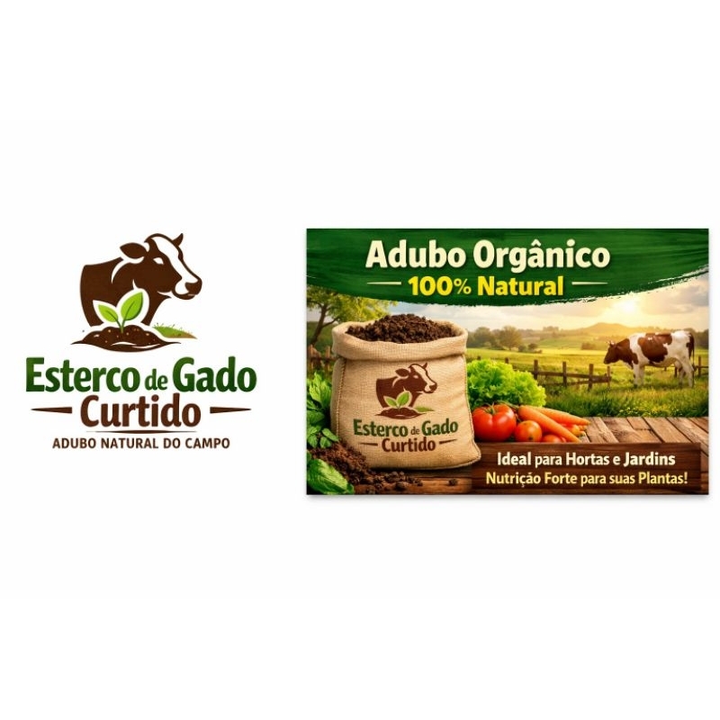 Esterco de Gado Semi Orgânico Puro - Adubo Natural para Horta, Jardim e Plantas