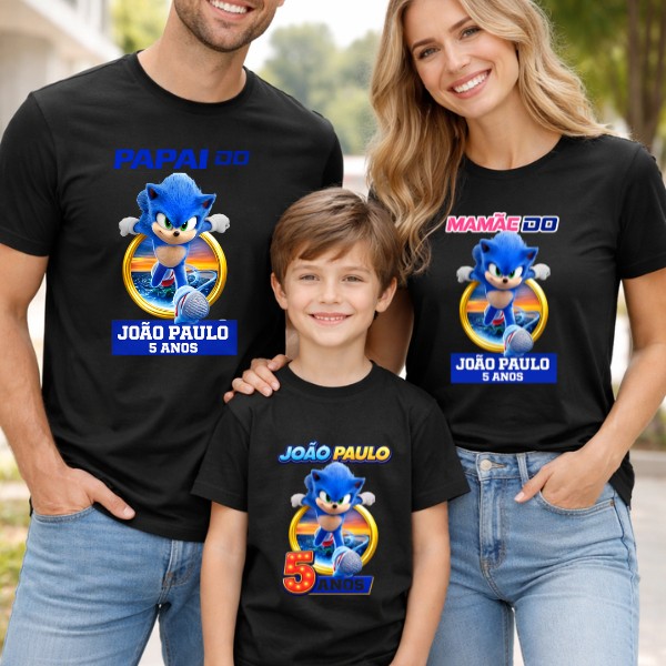 Kit com 3 camisetas tema Sonic pra aniversario de menino, camiseta Algodão Premium do 2 ao GG, ler a descrição em Oferta na Shopee