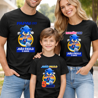 Kit com 3 camisetas tema Sonic pra aniversario de menino, camiseta Algodão Premium do 2 ao GG, ler a descrição em Oferta na Shopee