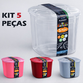 Kit 5 Potes de Mantimentos Transparente Cozinha Organizador Alimentos Plástico Mantimento Quadrado em Oferta na Shopee