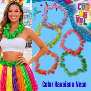 Fantasia De Carnaval Colar Neon Havaiano Flores Com 45Cm Colorido Silver Festas em Oferta na Shopee