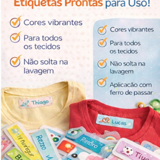 100 Etiquetas Termocolante 5x1cm Uniforme Escolar e roupas infantil ENVIO EM ATE 8 HORAS em Oferta na Shopee