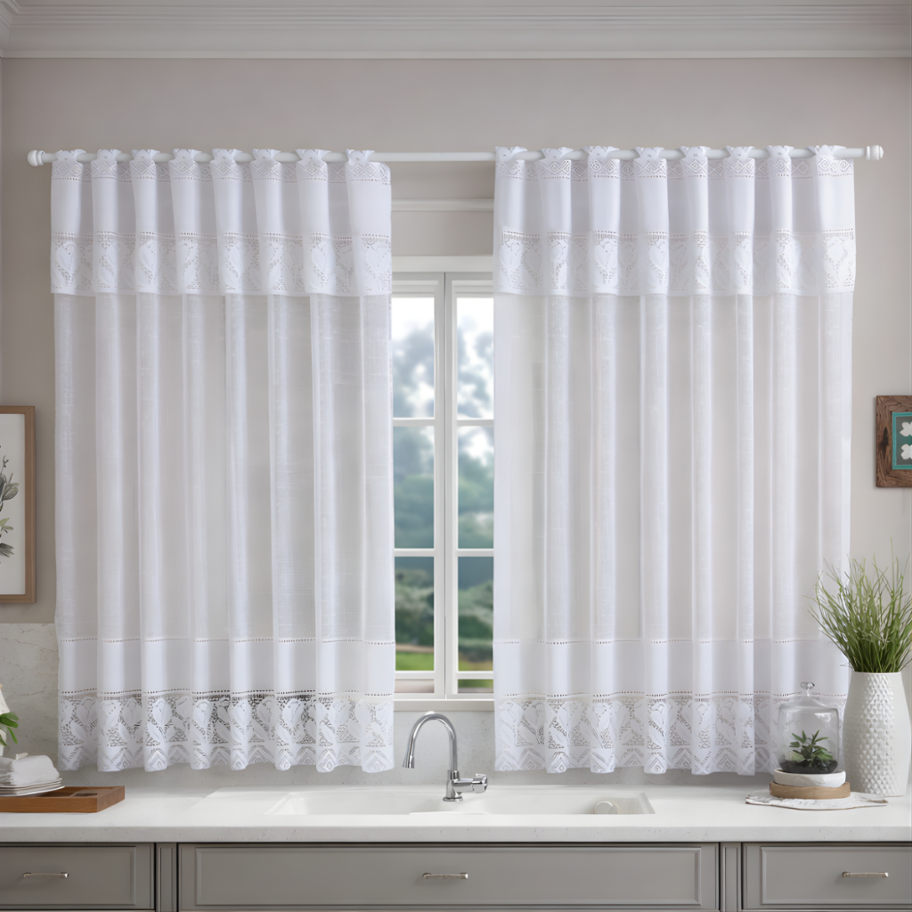 Cortina de Renda para Sala Quarto Ou Cozinha 2,20m X 1,30m em Oferta na Shopee