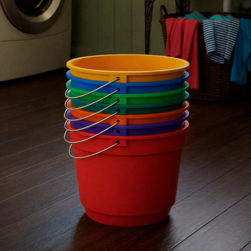 Baldes 8L Coloridos Plástico Resistente Com Alça Metálica Premium para Limpeza Pesada