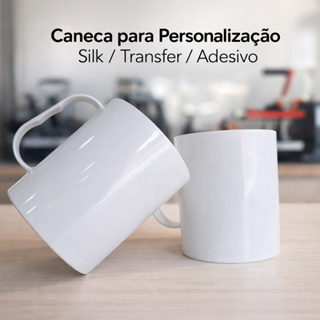 KIT  com 20 - 100 CANECAS BRANCAS P/ PERSONALIZAÇÃO SILK/ADESIVO/TRANSFER 400ML PLÁSTICO PP, NÃO É PORCELANA em Oferta na Shopee