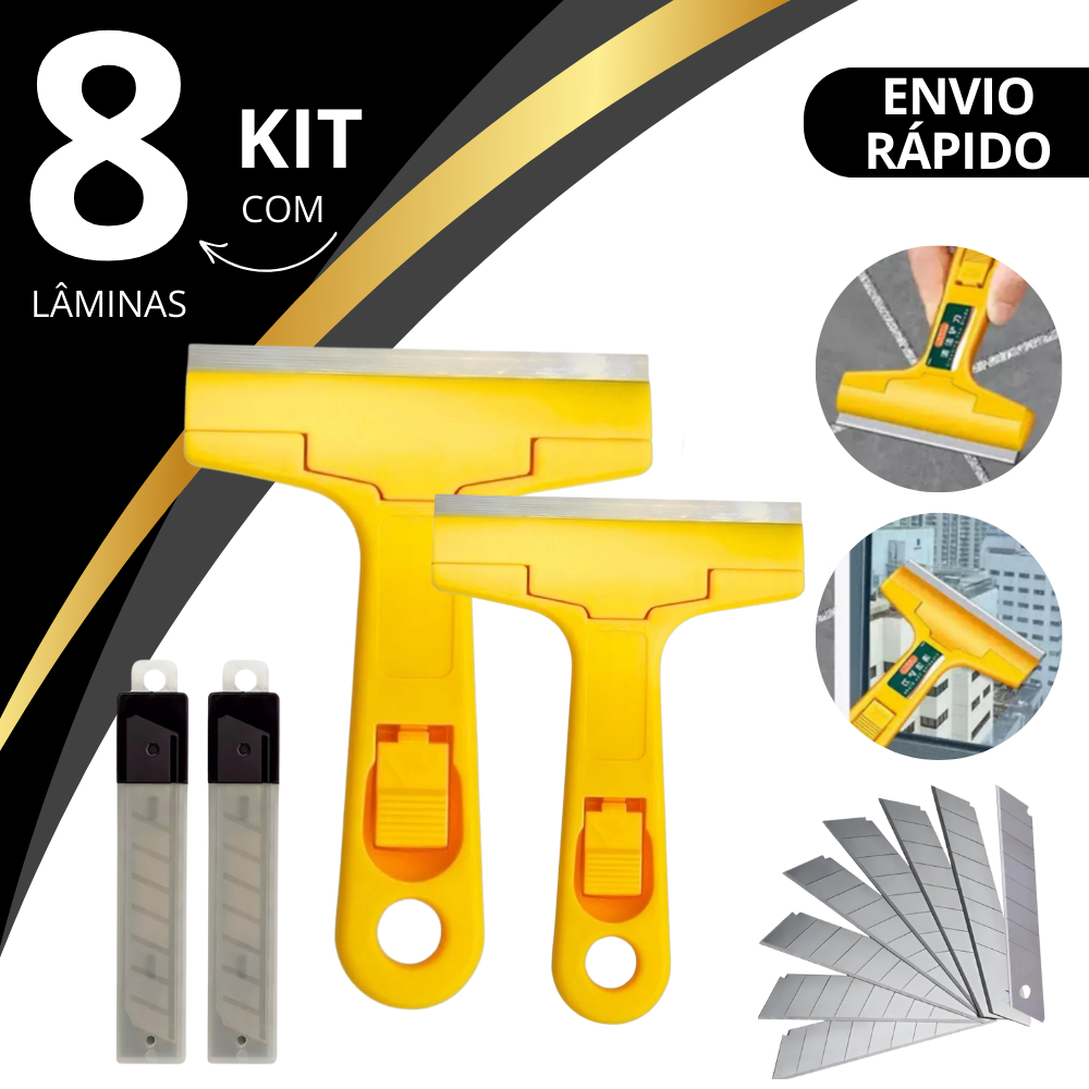 Kit 2 Raspadores Multiuso com Lâminas Raspador Estilete Vidro Chão Piso Cerâmica Azulejo