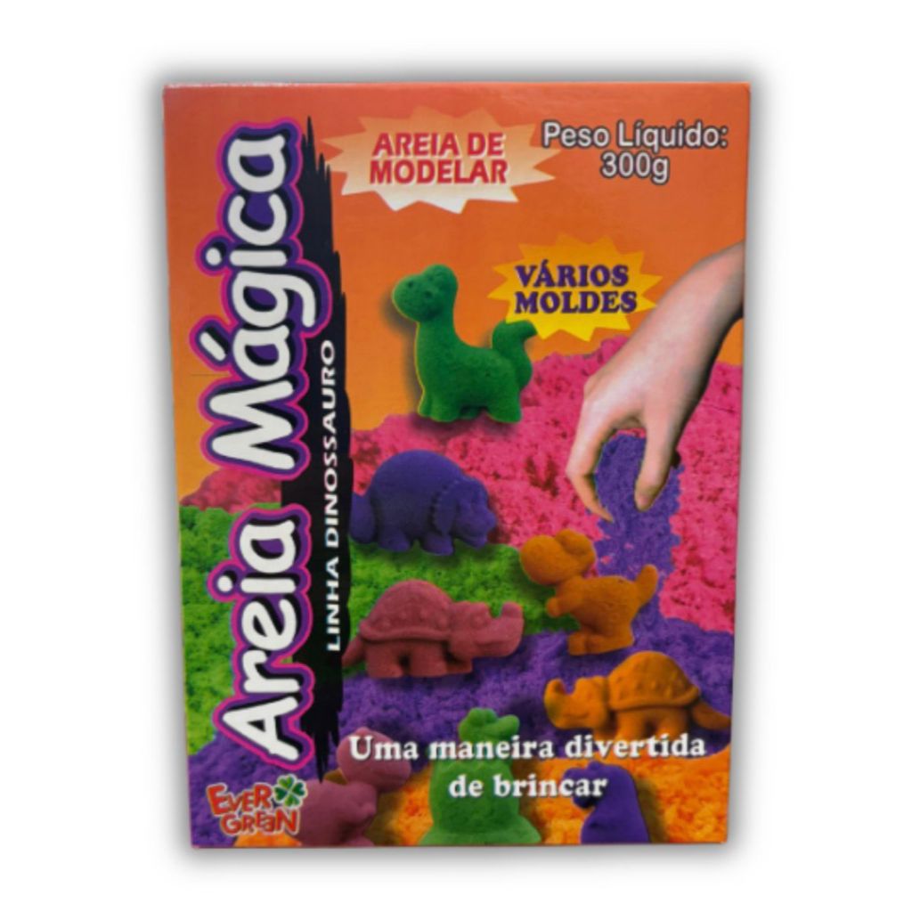 Areia Mágica Sensorial Infantil 150gr 300gr Kit Criativo Moldes Temáticos Dinossauros - Fundo do Mar