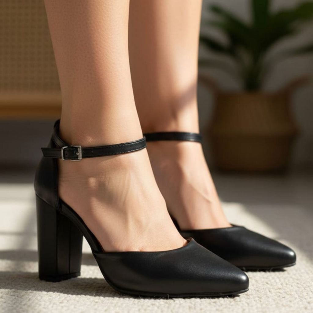 Scarpin Feminino Luxo Madame Salto Grosso Alto 9,5 Cm Confortavel Preto,Caramelo,Nude,Branco em Oferta na Shopee