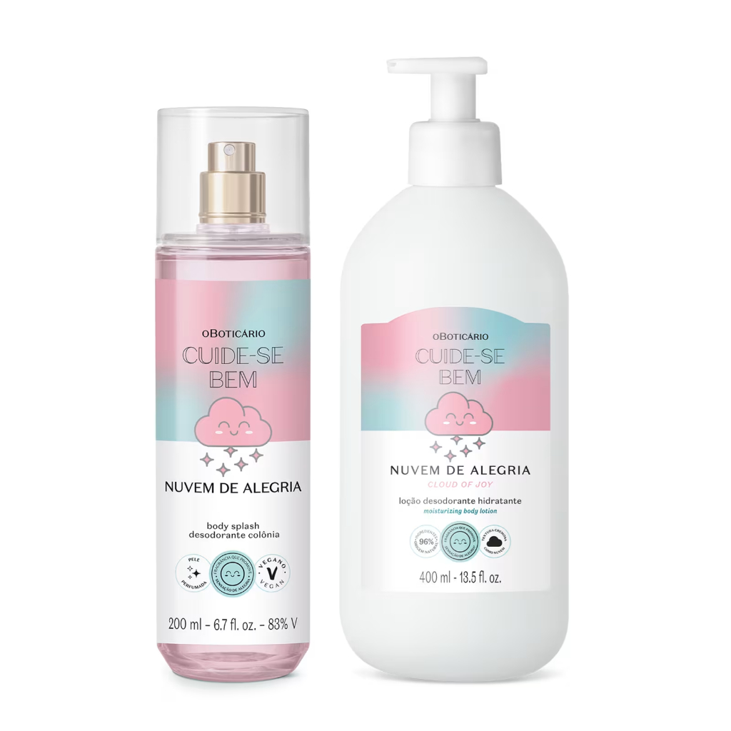 Combo Cuide-se Bem Nuvem de Alegria: Body Splash 200ml + Loção Corporal 400ml- PRODUTO ORIGINAL