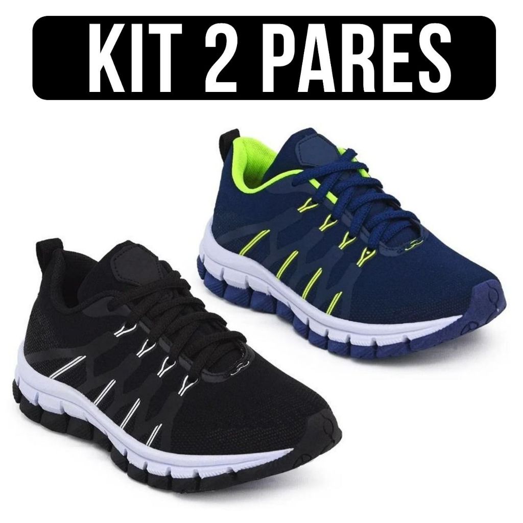 Kit Dois Pares De Tenis Infantil Menino 26 ao 35 limao+pto em Oferta na Shopee