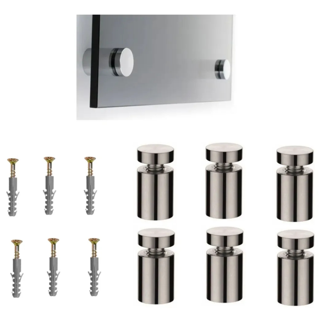 6un Prolongador Suporte Para Vidro Placas Aço Inox 25x25mm