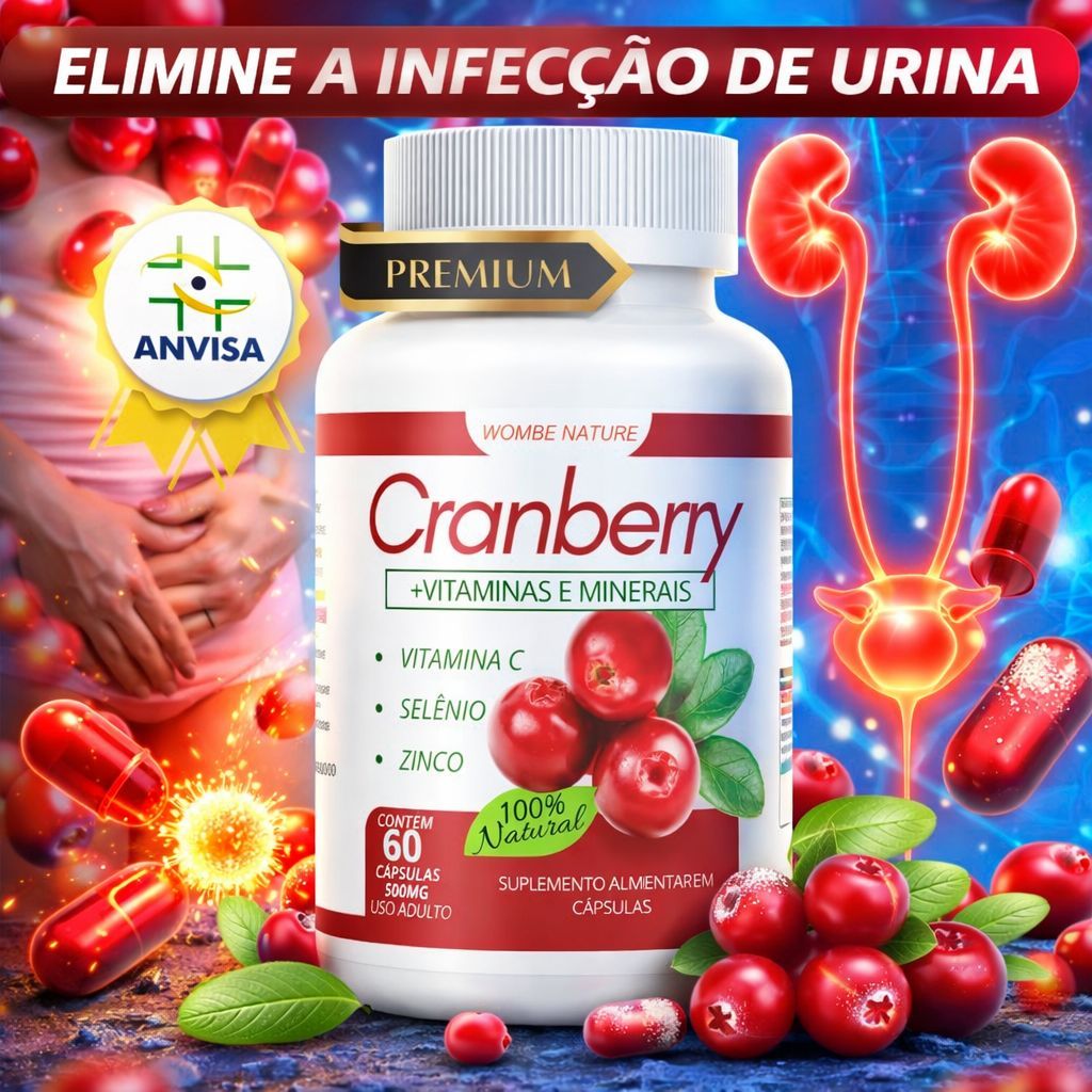 Cranberry PREMIUM + Vitaminas  - 60 Cápsulas - Envio rápido em Oferta na Shopee