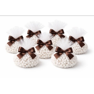 Kit 8 Sachês Aromáticos de Cravo | Repelente Natural | Tule Branco com Laço Marrom em Oferta na Shopee