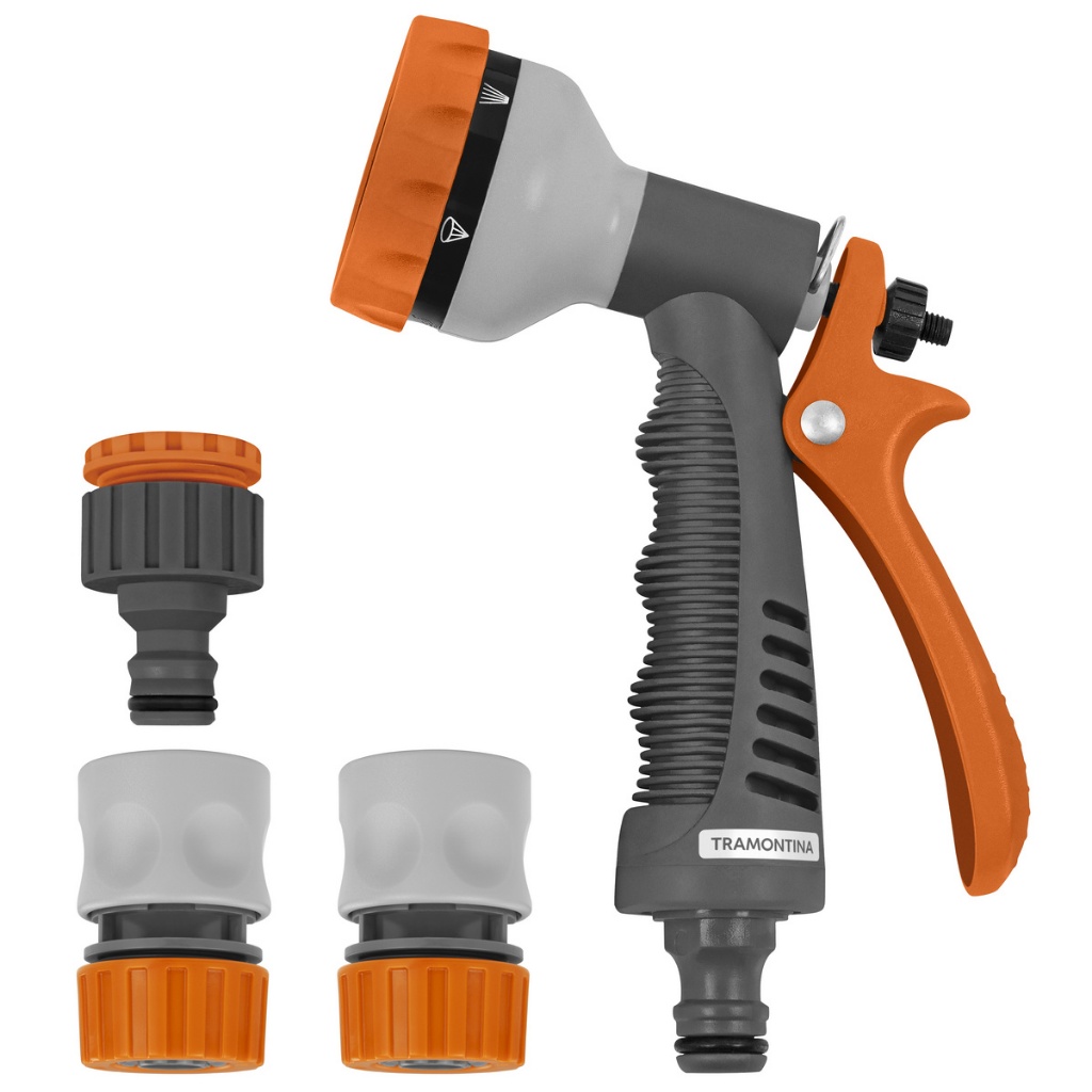 Hidropistola Irrigação + Engate Rápido + Adaptador Tramontina Kit Jardim Mangueira