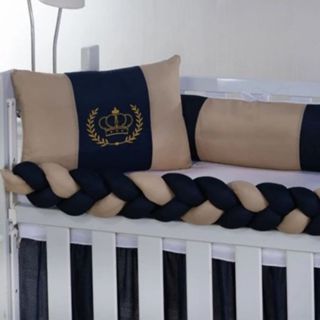 Kit Para Mini Berço 6 Peças Trança E Mosquiteiro Masculino Varias Opções envio imediato
