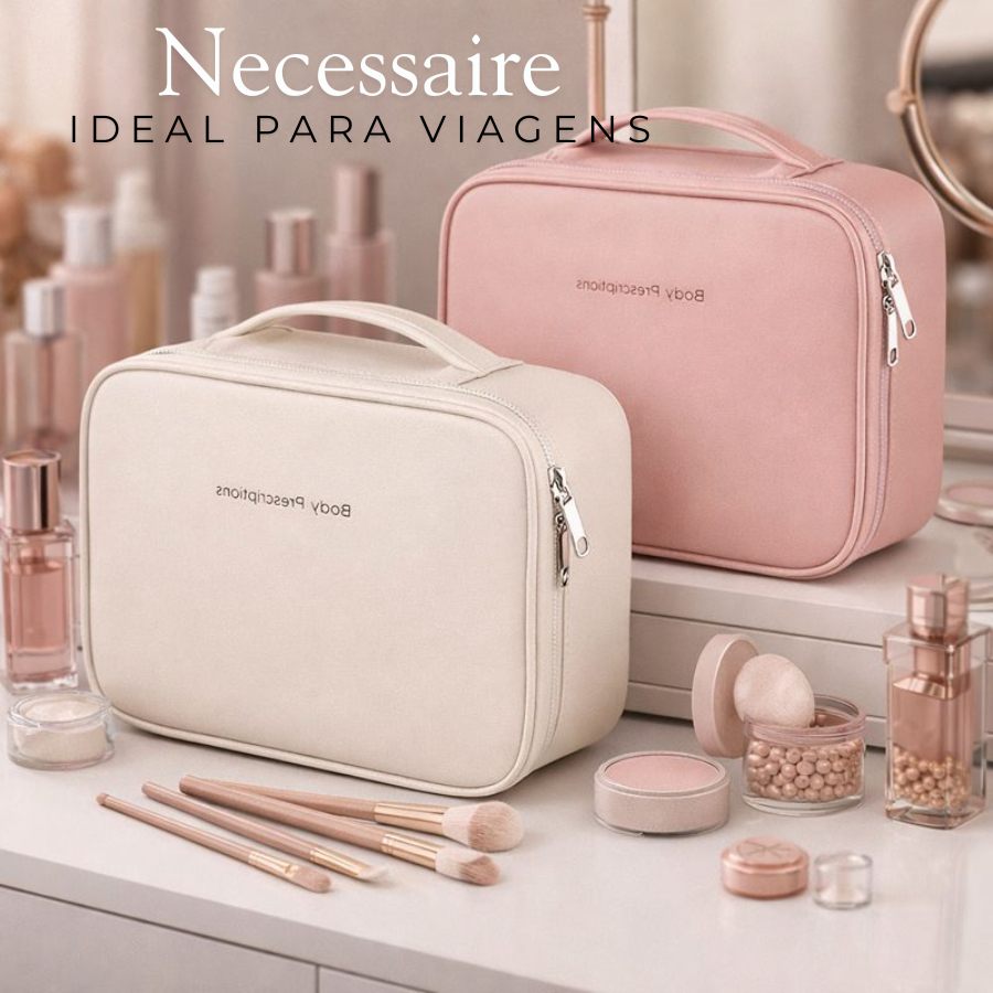 Imagem Necessaire de Viagem Feminina com Zíper Capacidade Ampla Estilo Sofisticado Impermeável