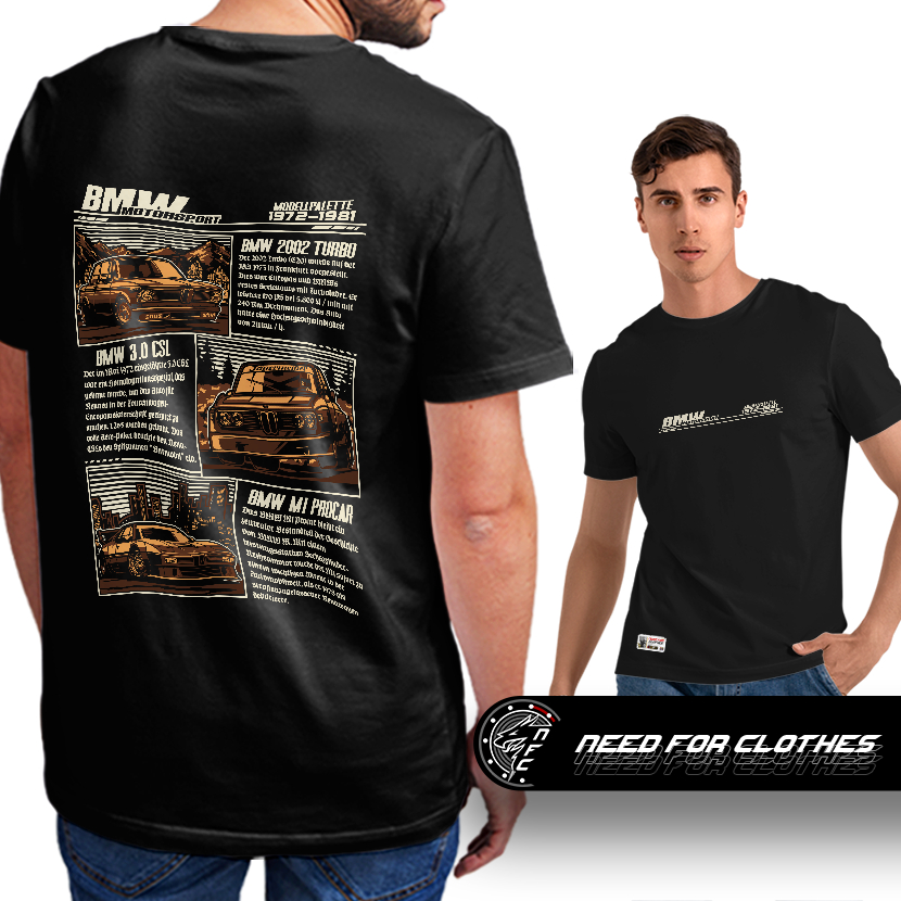 Camiseta BMW Motorsport Clássicos 2002 Turbo 3.0 CSL Batmóvel M1 Procar Racing