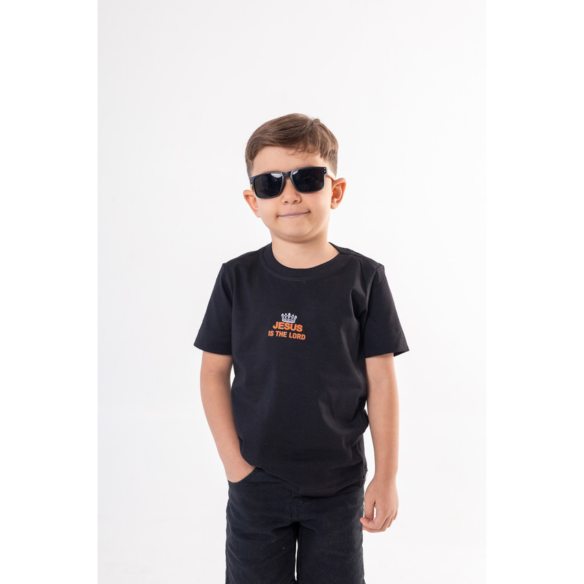 Queima Estoque T-Shirt Infantil Leão "Jesus is the Lord" – Camiseta infantil, leão de juda.