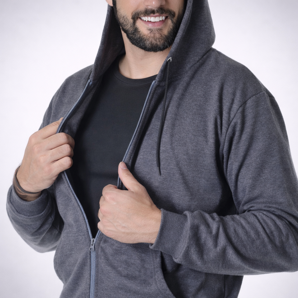 Moletom Masculino Ziper Casaco Blusa de Frio Aberto Canguru Estilo Jaqueta Com Capuz Flanelado Unissex Felpado