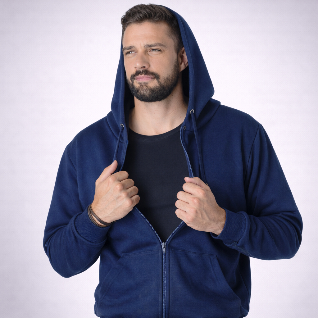 Moletom Masculino Aberto Canguru Estilo Jaqueta Com Capuz e Zíper Blusa De Frio e Casaco Flanelado e Felpado Unissex