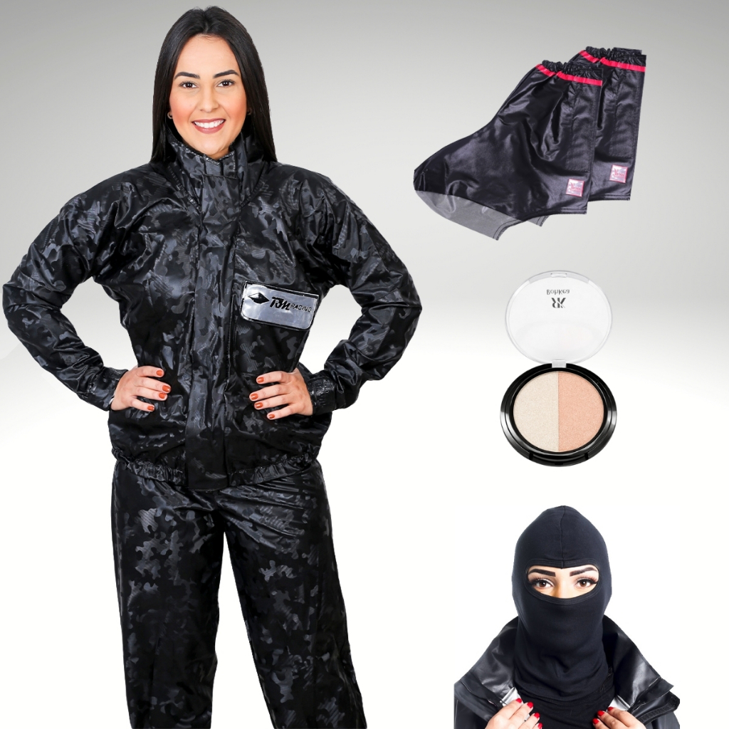 Kit chuva completo capa conjunto feminina impermeavel bota galochas e touca proteção em Oferta na Shopee