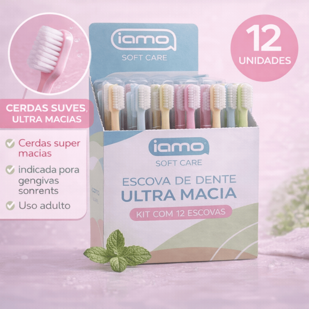 Escova de Dente Super Macia Iamo Soft Care Kit com 12 Unidades Adulto em Oferta na Shopee