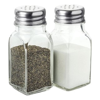 Conjunto 2 Saleiros E Pimenteiros Vidro 80ml Tampa Inox