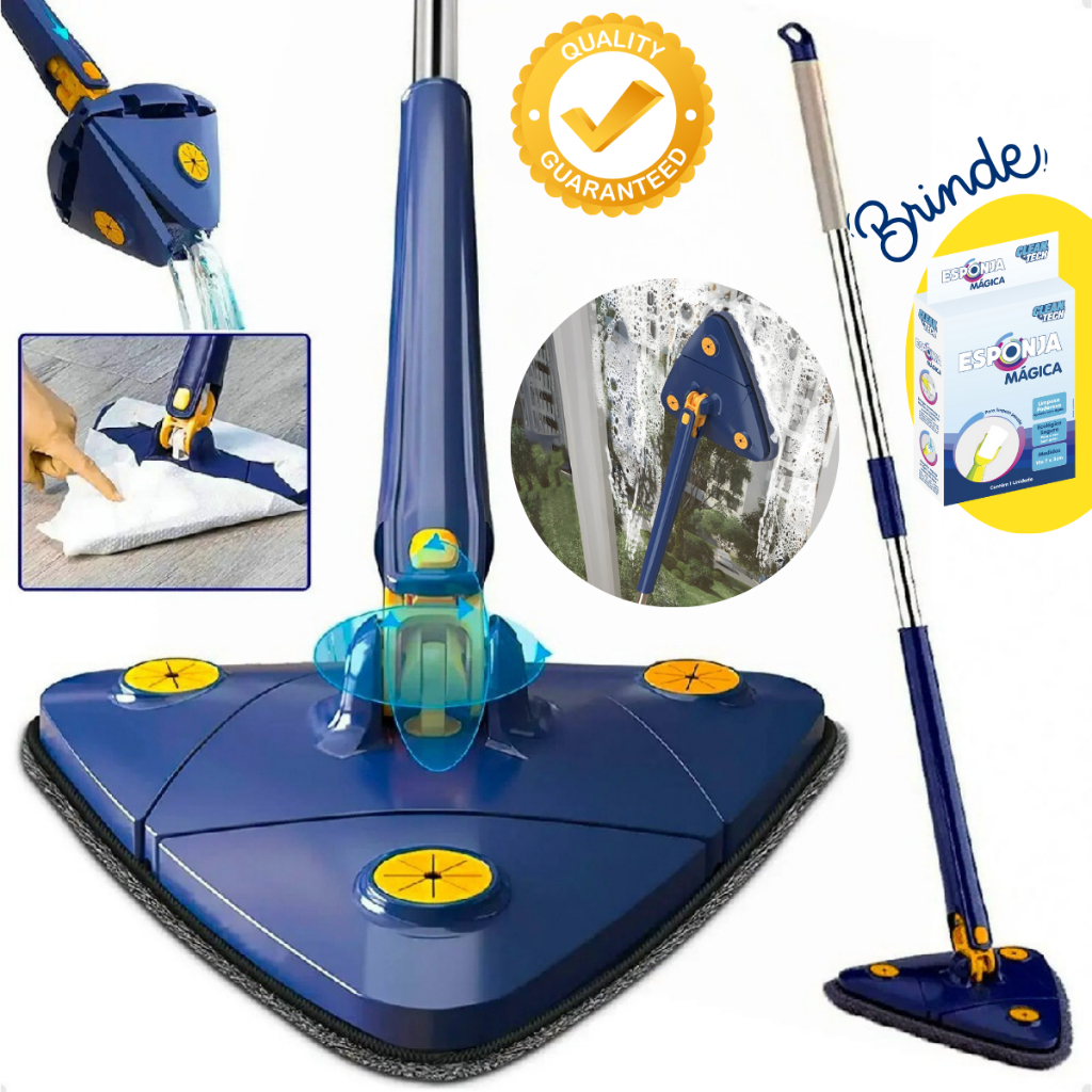 Esfregão Limpeza Triangular Mop Giratório Rodo Banheiro Chão Janela Teto Ajustável LIMPEZA PESADA em Oferta na Shopee