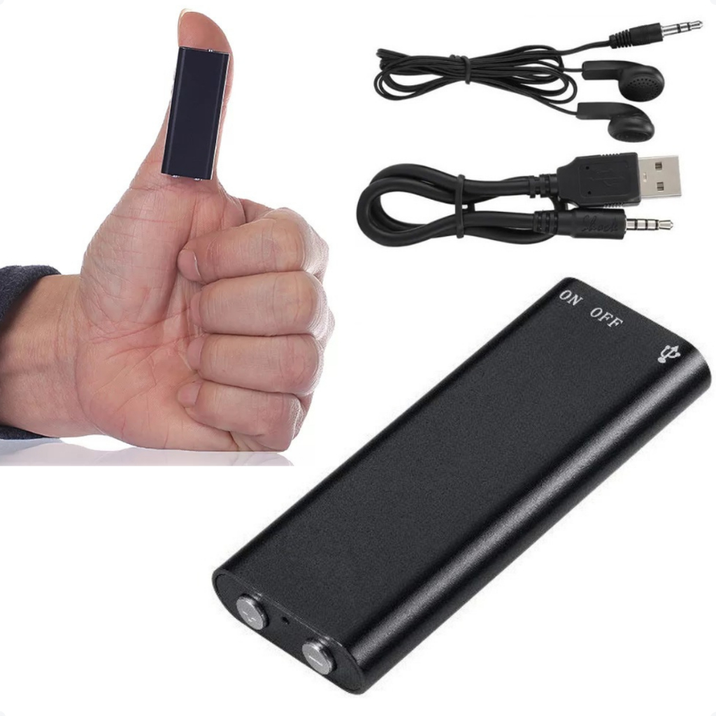 Mini Gravador Voz Espião 8GB Escuta Oculta 96h MP3 Discreto Carro Reunião Profissional USB Portátil Audio Digital Top