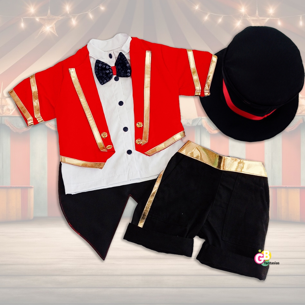 FANTASIA MAGICO VERMELHO DOURADO VERÃO INFANTIL (1 A 6 ANOS)