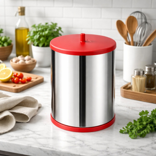 Lixeira em Inox 6,3 Litros com Tampa Vermelha Martinazzo Cozinha Banheiro em Oferta na Shopee