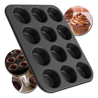 Kit 1 ou 2 Forma de Cupcake Antiaderente 12 Cavidades Teflon  Bolinho Pão de Mel Pão de Queijo em Oferta na Shopee