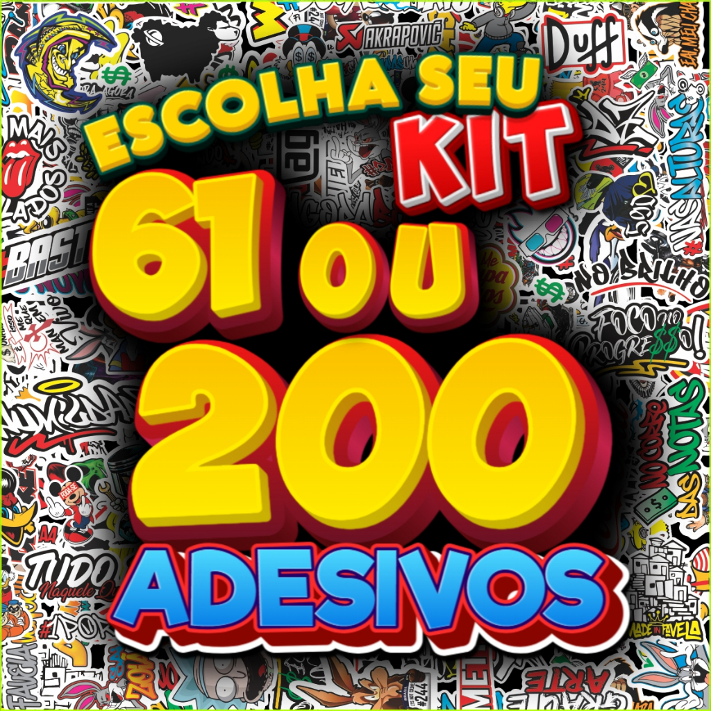 Kits 61 à 200 Adesivos Figurinhas para Bike Moto Capacete - Frases Grau 244 Osascorte -APROVA D'AGUA