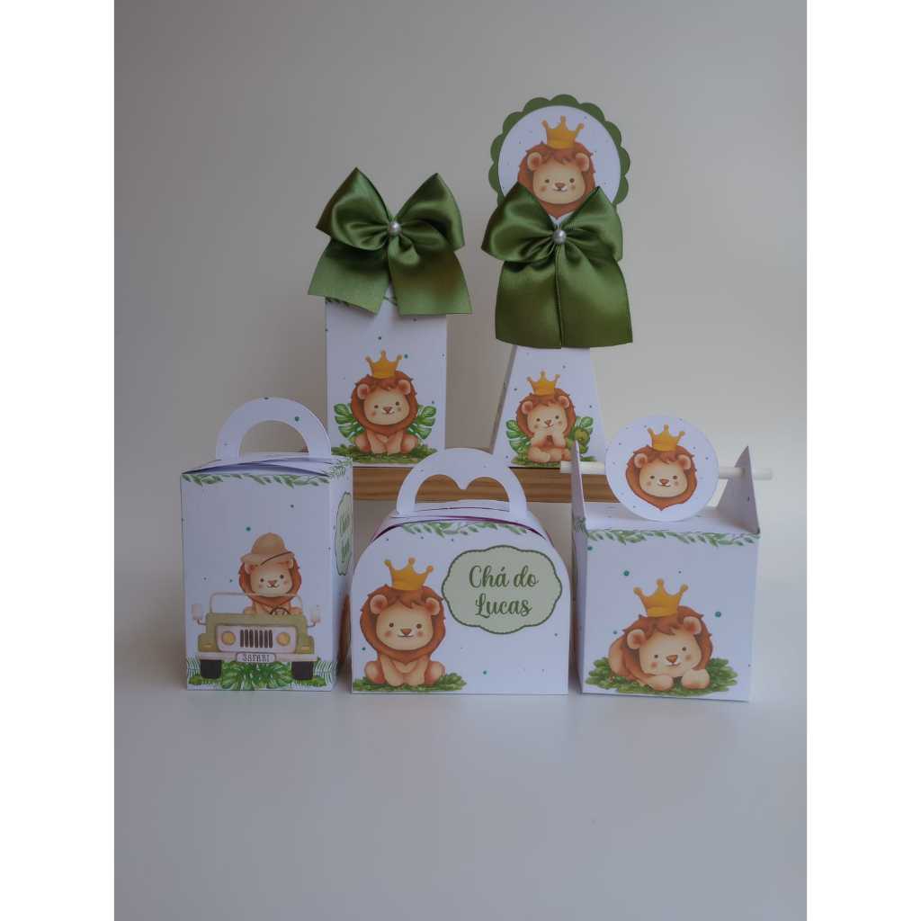 Kit Lembrancinhas Leãozinho – Pegue e Monte – Caixinhas Personalizadas para Festa e Aniversário Tema Leão