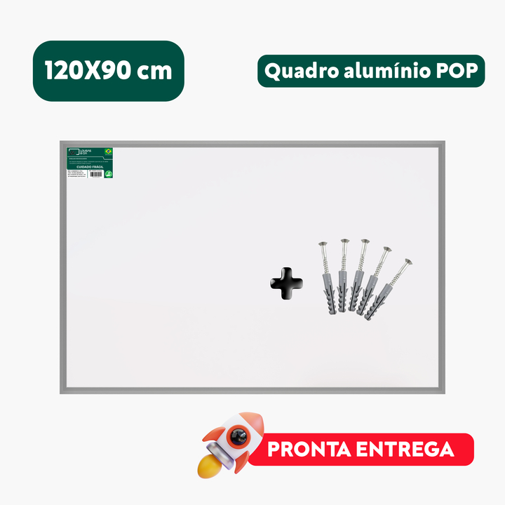 Quadro Branco 120x90cm Lousa Branca Moldura Alumínio Para Escritórios em Oferta na Shopee