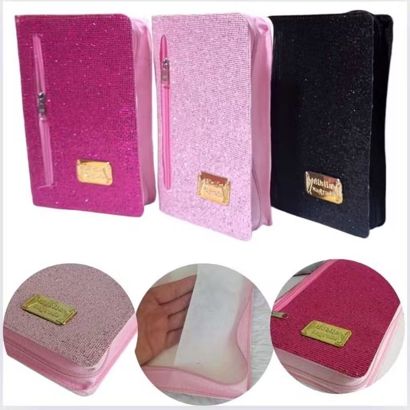 Capa Para Bíblia Sagrada Número 11 Com Zíper e Bolso Externo Sintético Glitter Brilho