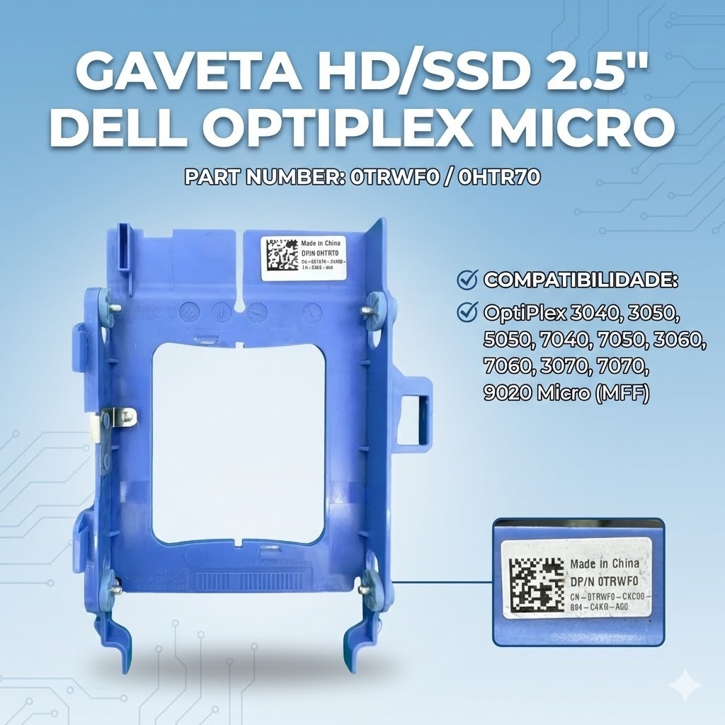 Gaveta Case Dell Mini Optiplex 3080 3090 Micro 2.5" SSD HD 0TRWF0 / 0HTR70