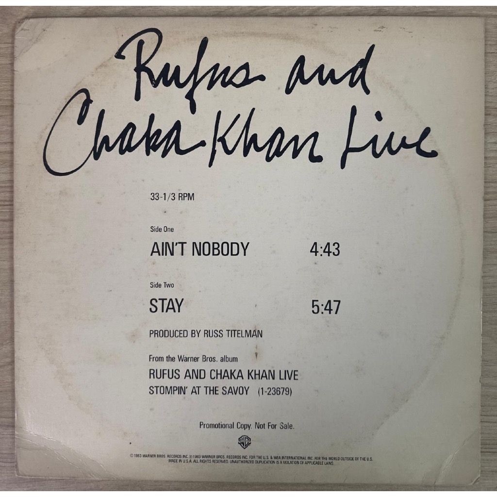 LP Disco Vinil Rufus And Chaka Khan Live - Ain't Nobody / Stay