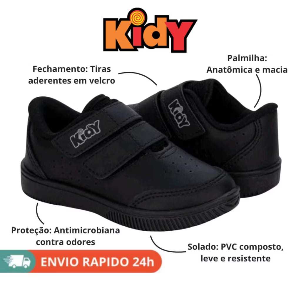 Tênis Infantil Escolar Menino KIDY Colegial Casual Calce Fácil Confortável Velcro em Oferta na Shopee