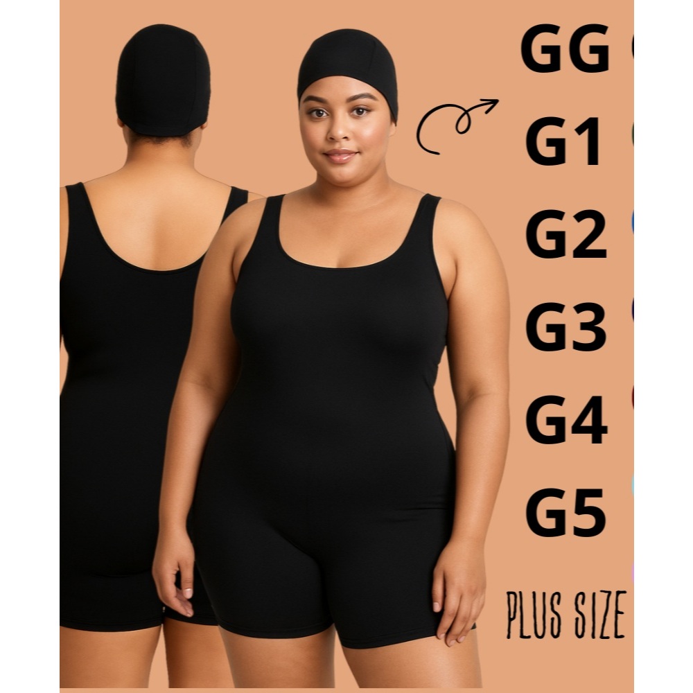 Maiô Hidroginástica Forrado Com Bojo Plus Size Regata Com Perninha