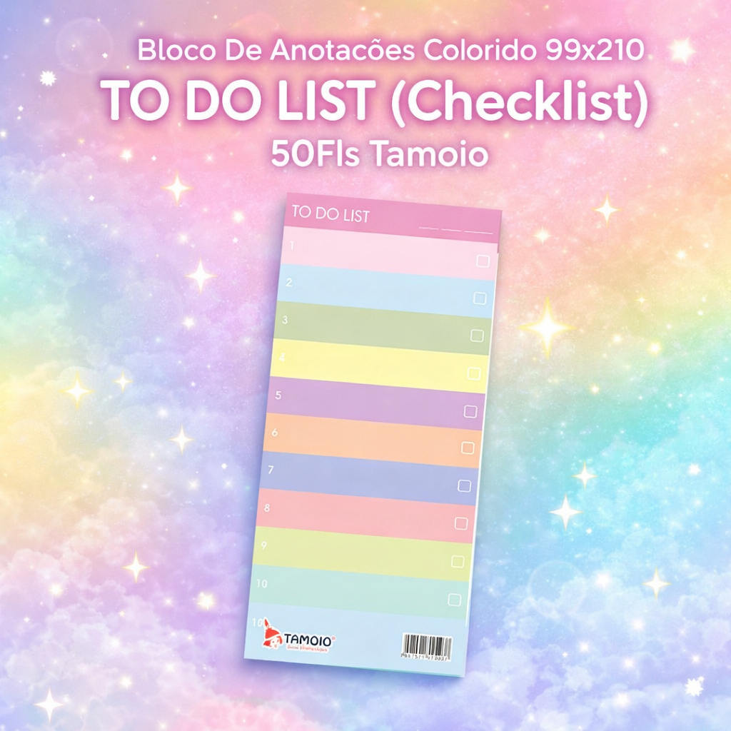 Bloco De Anotações Colorido To Do List ( Checklist) 50Fls  99x210 Tamoio