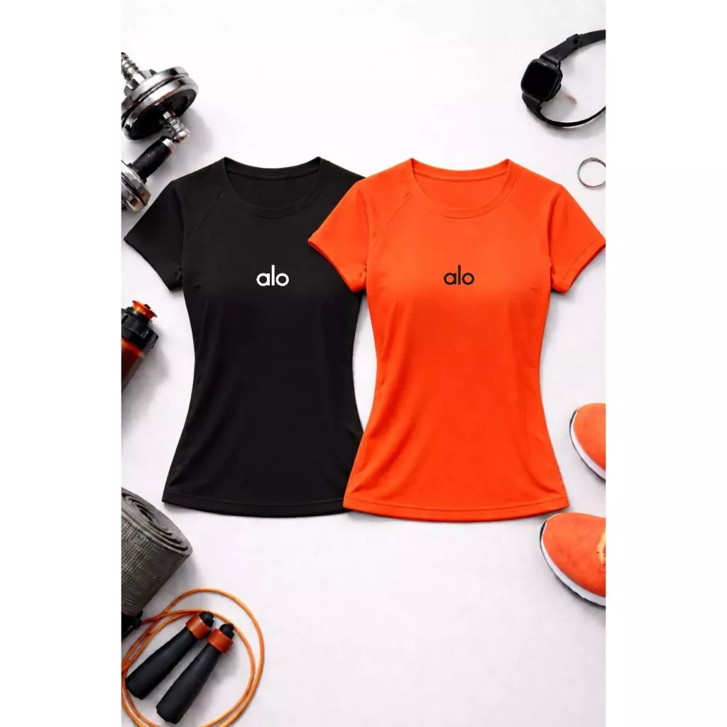 Kit 2 Camiseta Dry Fit Feminino Confortável Respirável Baby Look Treinos Pilates Academia