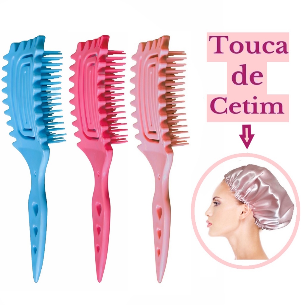 Escova de Cabelo Flexível Fitagem Cachos Profissional Anti Frizz Modela Cacheado Crespo