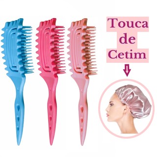 Escova de Cabelo Flexível Fitagem Cachos Profissional Anti Frizz Modela Cacheado Crespo